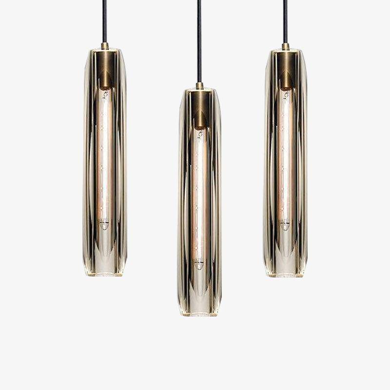 Small Glass Chandelier Pendant | 2.7 x 14.9 in | Brass LED Accent Lighting | Compact & Elegant | Brick by Brick