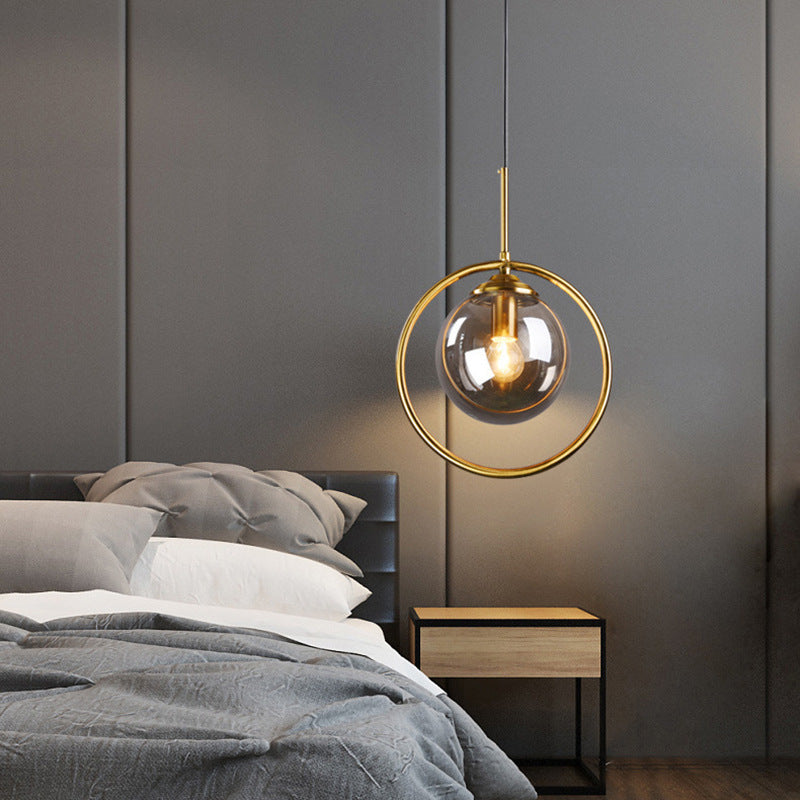 Glass Globe Pendant Lamp | 9.8 x 11.8 in | LED with 3 Light Modes | Elegant Indoor Fixture | Brick by Brick