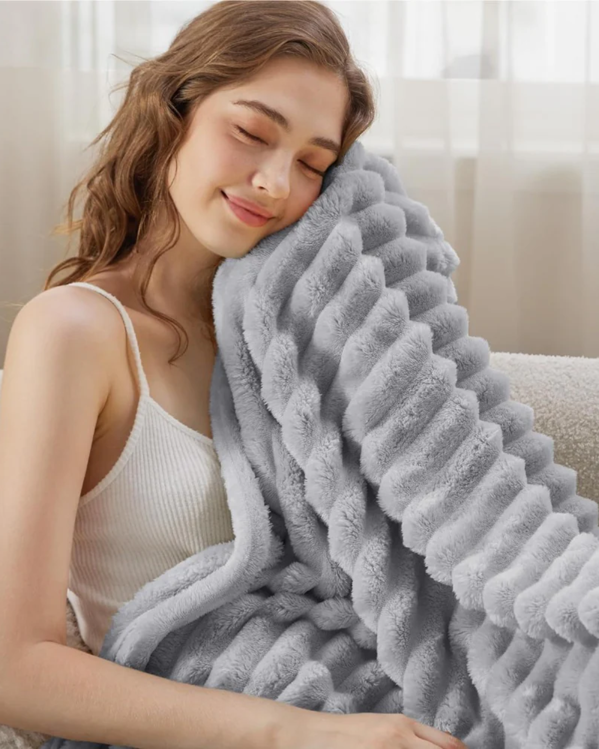 Plush Throw Blanket | Striped Fleece | Ultra Soft | Lightweight Warm Blanket | Brick By Brick