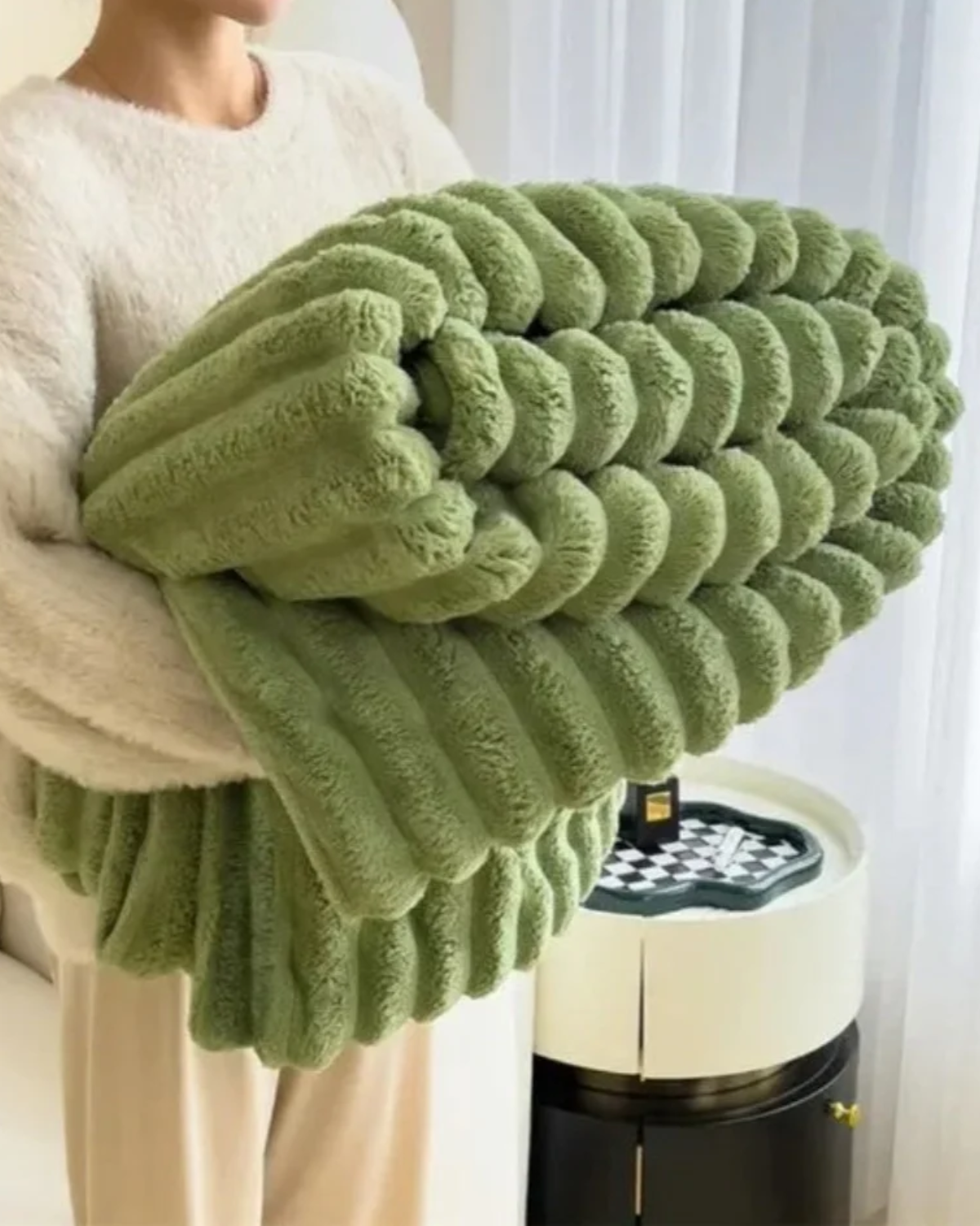 Plush Throw Blanket | Striped Fleece | Ultra Soft | Lightweight Warm Blanket | Brick By Brick