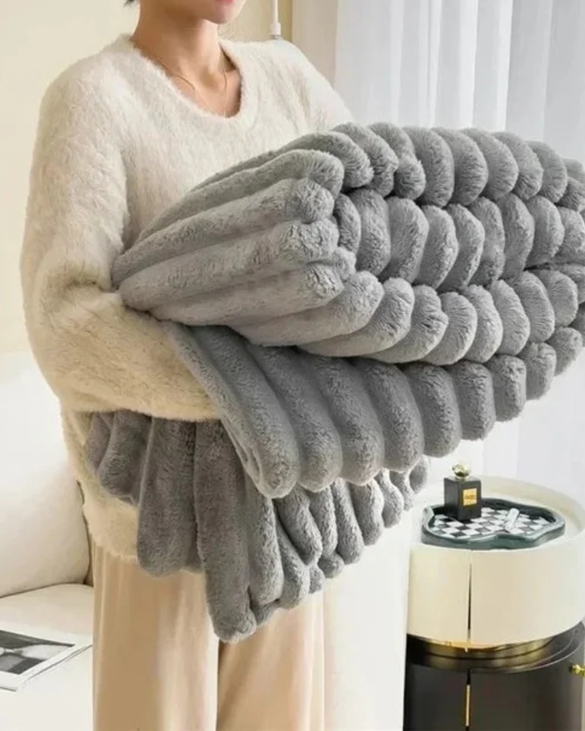 Plush Throw Blanket | Striped Fleece | Ultra Soft | Lightweight Warm Blanket | Brick By Brick