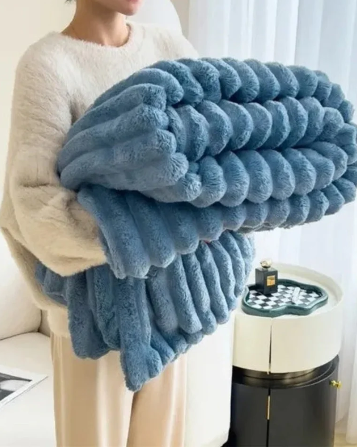 Plush Throw Blanket | Striped Fleece | Ultra Soft | Lightweight Warm Blanket | Brick By Brick