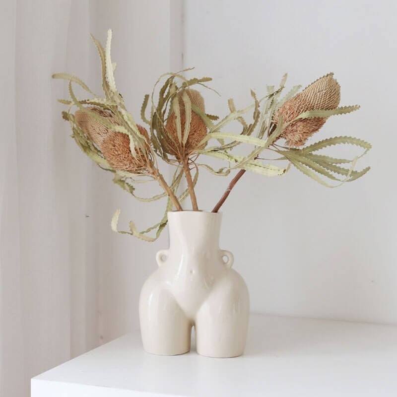 Ceramic Body Vase | Sculptural Accent for Dried Florals | Matte Finish | Compact 5.5" Statement Piece