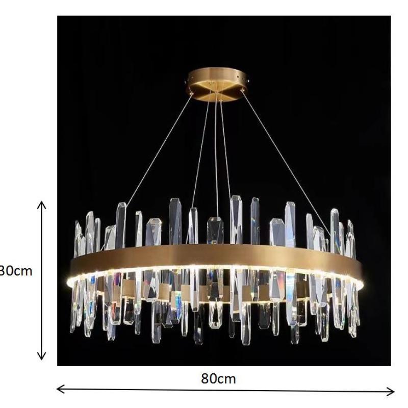 Modern Crystal Chandelier | 31.5" x 11.8" | LED | Gold Plated | Adjustable Pendant | Brick by Brick