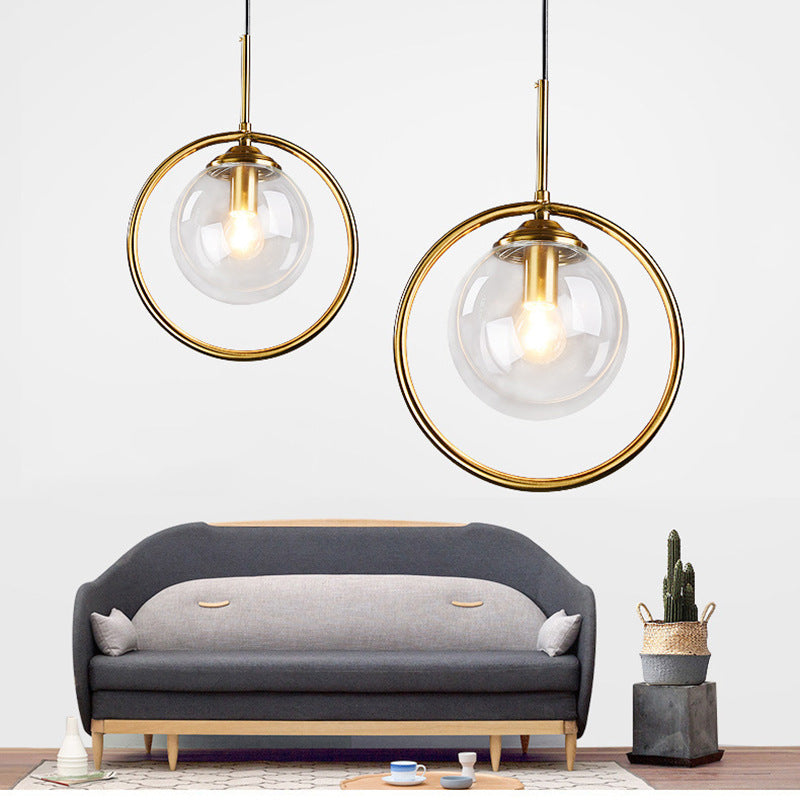 Glass Globe Pendant Lamp | 9.8 x 11.8 in | LED with 3 Light Modes | Elegant Indoor Fixture | Brick by Brick