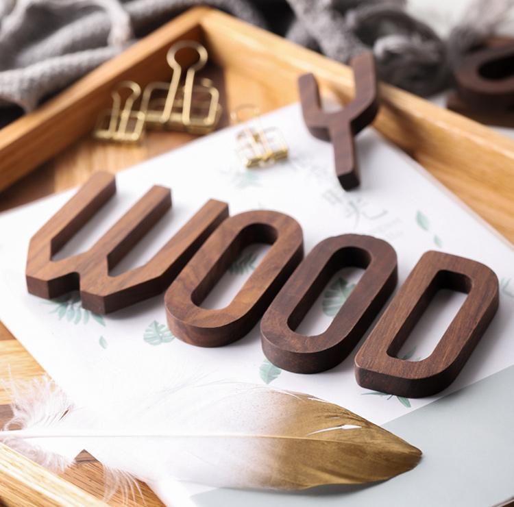 Black Walnut Letters | 2 x 3 x 0.4 in | Personalized Wooden Decoration | Desk or Wall Accent | Brick by Brick