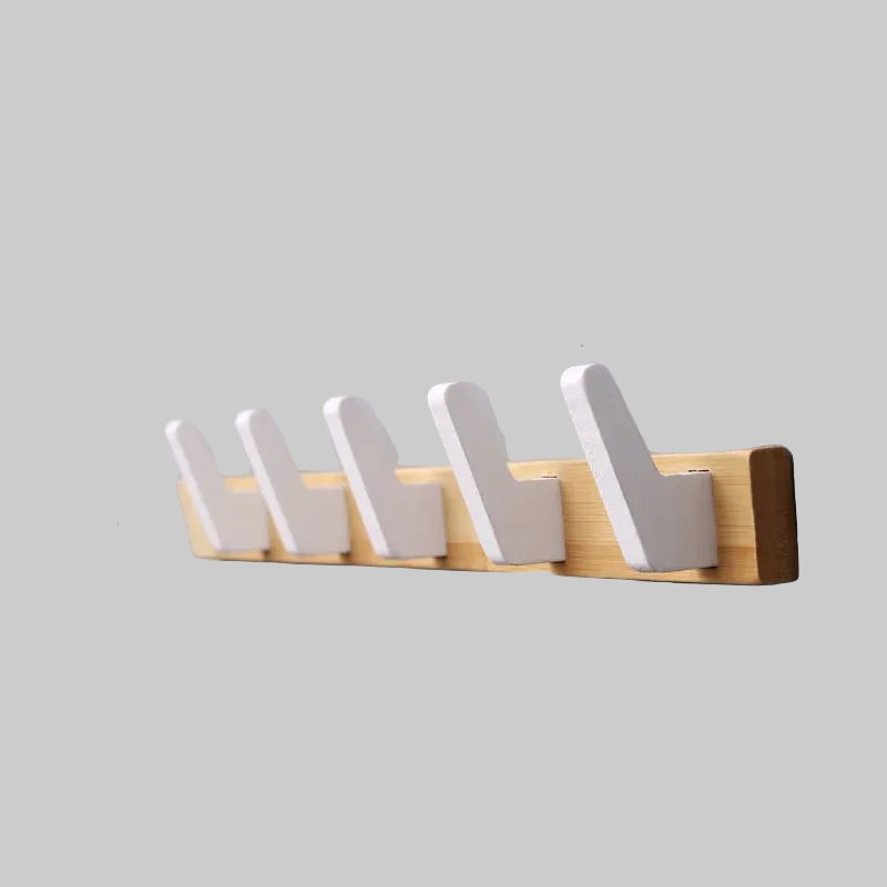 Solid Wood Wall Coat Rack | 11.42-18.11x3.35x2.17 in | 4- 5 Hooks | Natural Space-Saving Organizer | Brick by Brick