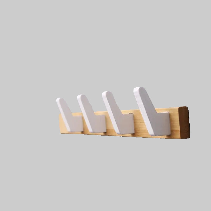 Solid Wood Wall Coat Rack | 11.42-18.11x3.35x2.17 in | 4- 5 Hooks | Natural Space-Saving Organizer | Brick by Brick