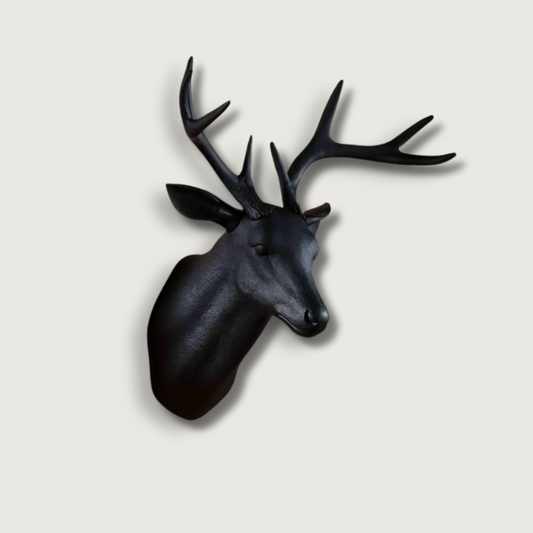 Nordic Deer Wall Decor | 15.7 x 19.95 in | Matte Black Stag Head Sculpture | Modern Wall Art | Brick by Brick
