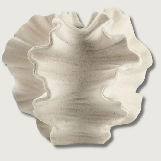 Geometric Wave Ceramic Vase | 5.9 - 7.9 in | Minimalist Ripple Home Décor | Elegant Centerpiece | Brick by Brick