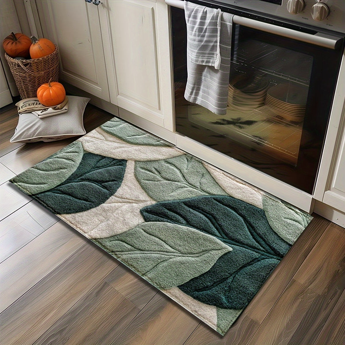 Plush Microfiber Bath Mat | Leaf Pattern | Soft Absorbent Non-Slip | Brick by Brick