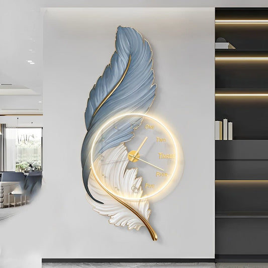 Feather Wall Clock | LED Wall Light | Unisex | Canvas Style | Ambient Lighting