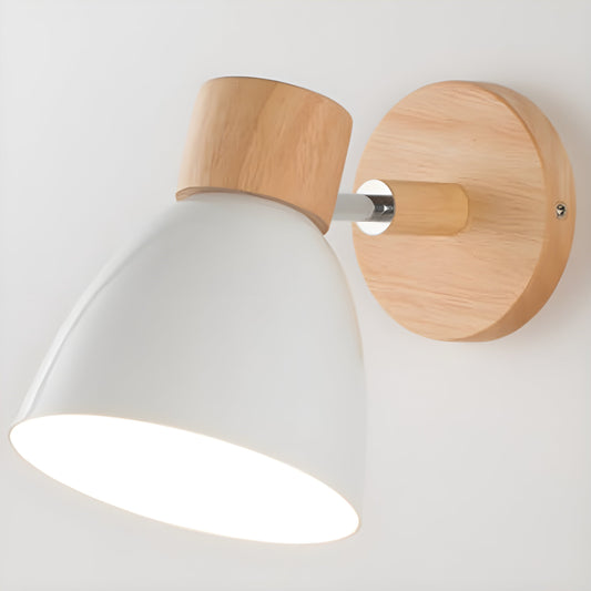 Nordic Wooden Wall Lamp | Compact E27 Light with Switch | Natural Wood