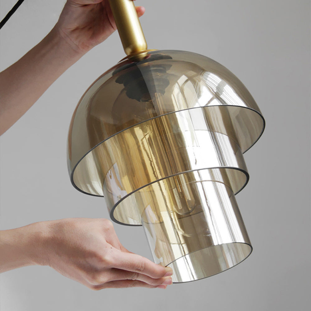 Glass Dome Pendant Light | Ceiling Light Fixture | H7.09-11.02 in | Modern Glass & Metal | Adjustable Hanging | Brick by Brick