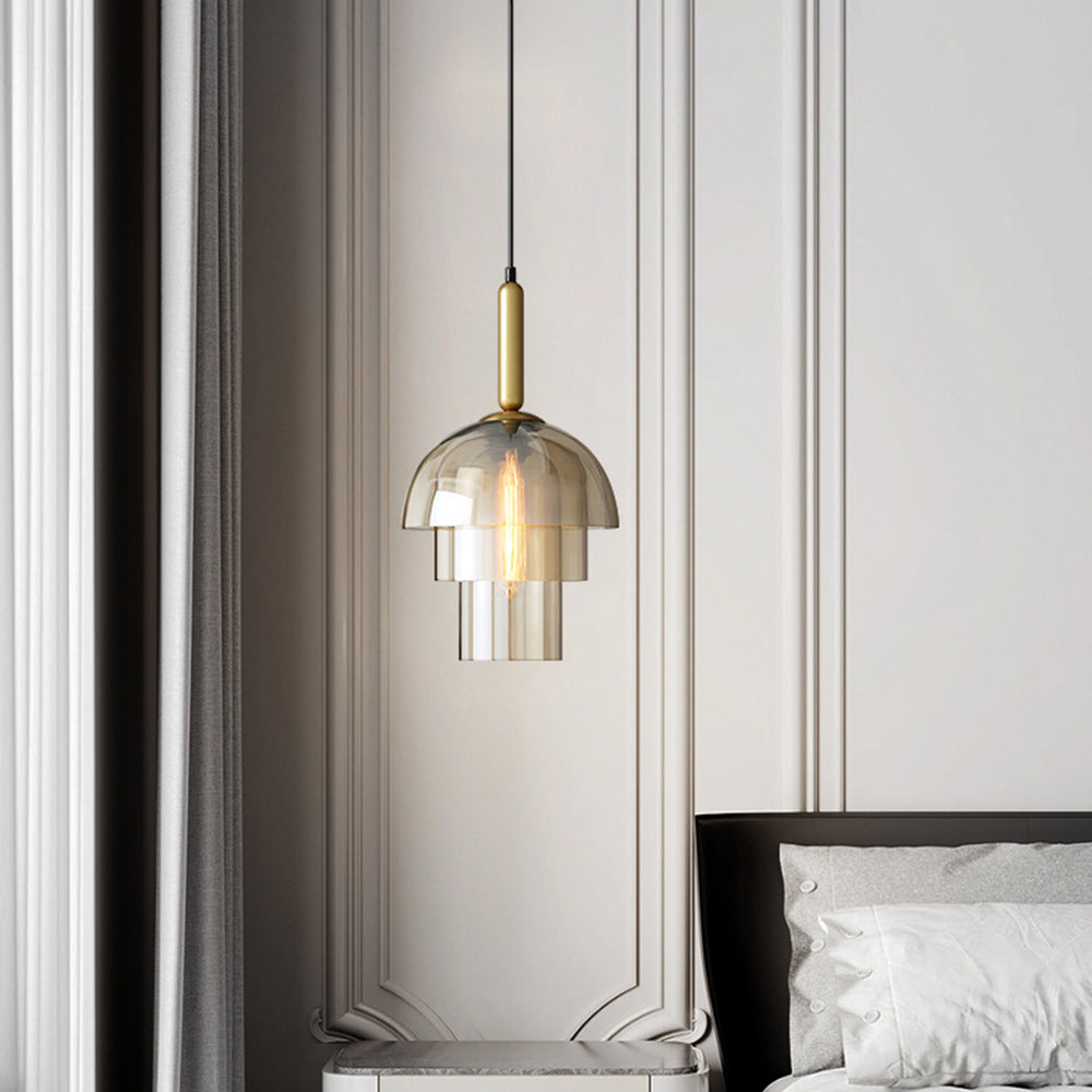 Glass Dome Pendant Light | Ceiling Light Fixture | H7.09-11.02 in | Modern Glass & Metal | Adjustable Hanging | Brick by Brick