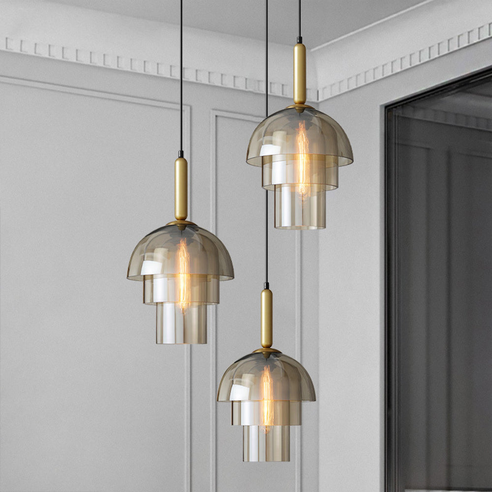 Glass Dome Pendant Light | Ceiling Light Fixture | H7.09-11.02 in | Modern Glass & Metal | Adjustable Hanging | Brick by Brick
