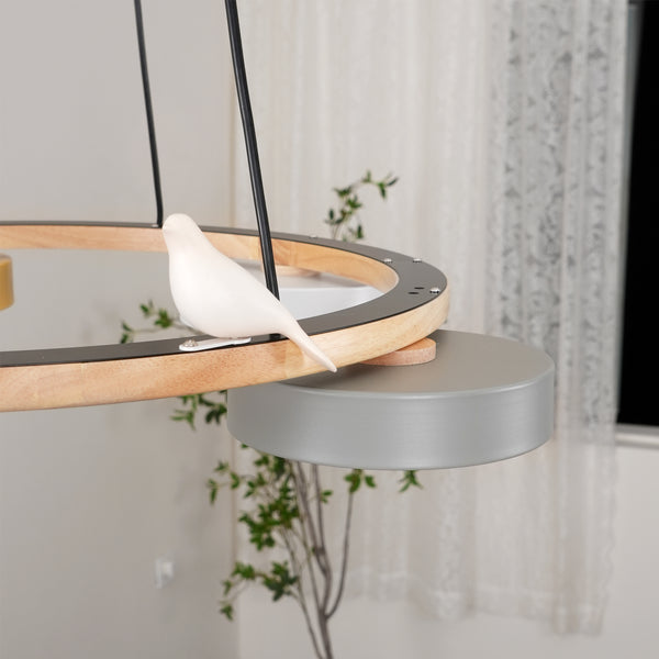 Morandi Style Chandelier | 25.6/28.3 x 5.5 in | Metal, Wood, Resin, Acrylic | Adjustable Pendant | Brick by Brick