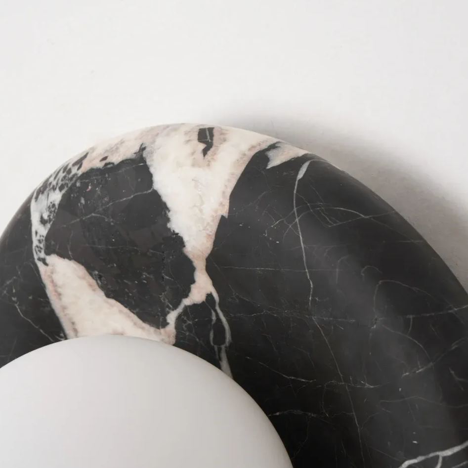 Round Marble Wall Lamp | 7.9 x 5.1 | Minimalist Design | Indoor LED Lighting | Brick by Brick