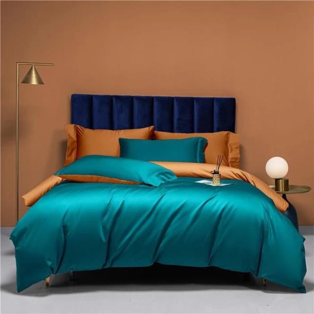 Egyptian Cotton Duvet Set | 78.8 or 86.6 in | Reversible Luxury Bedding | Soft Durable 3-Piece Cotton Comforter Cover | Brick by Brick