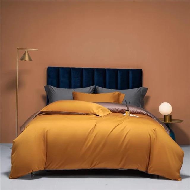 Egyptian Cotton Duvet Set | 78.8 or 86.6 in | Reversible Luxury Bedding | Soft Durable 3-Piece Cotton Comforter Cover | Brick by Brick
