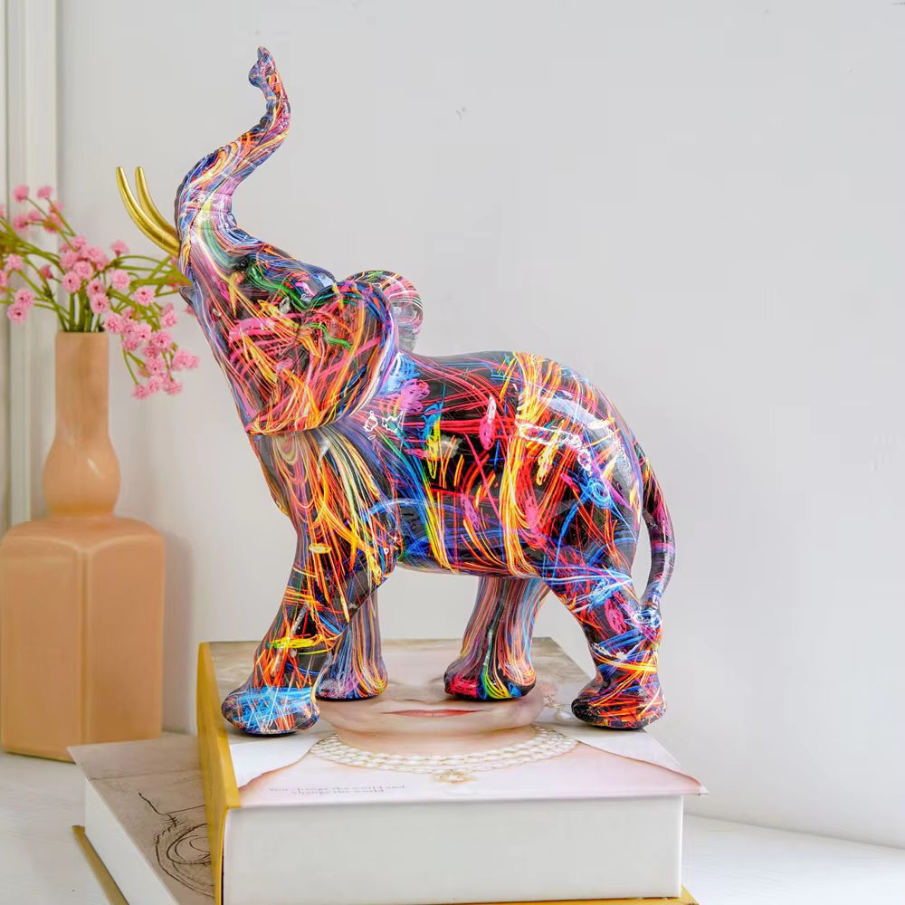 Graffiti Elephant Figurine | Colorful Modern Home Décor | Art-Inspired Accent | Brick by Brick