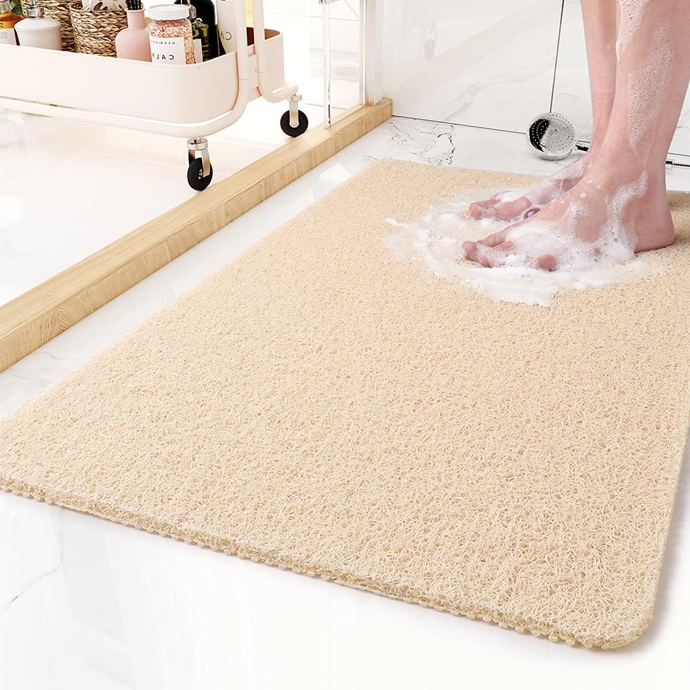 Quick-Drain Shower Mat | Non-Slip Loofah Texture | 24x16" | Safe for Kids & Seniors