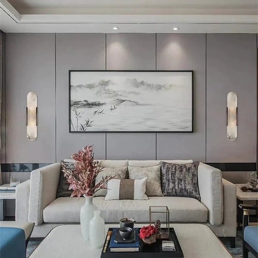 Modern Marble-Look Wall Lamp | Dimmable LED | 19.7" | Gold/Black | Brick by Brick