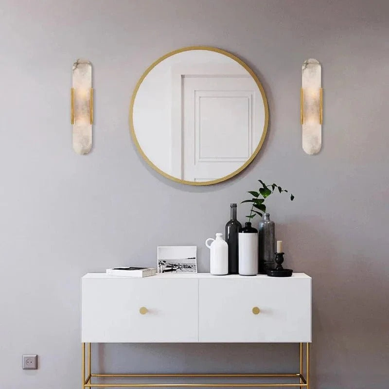 Modern Marble-Look Wall Lamp | Dimmable LED | 19.7" | Gold/Black | Brick by Brick