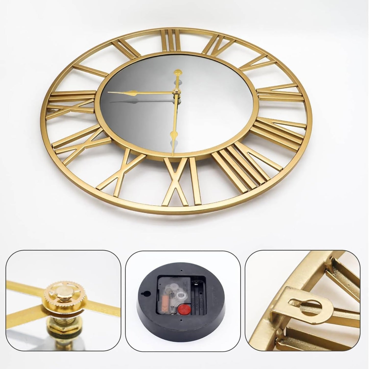 Large Mirror Wall Clock | Modern Silent Movement | Minimalistic Industrial Look | Brick by Brick