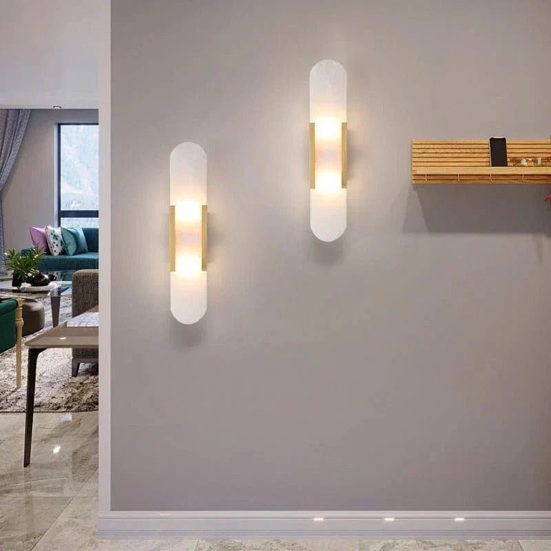 Modern Marble-Look Wall Lamp | Dimmable LED | 19.7" | Gold/Black | Brick by Brick