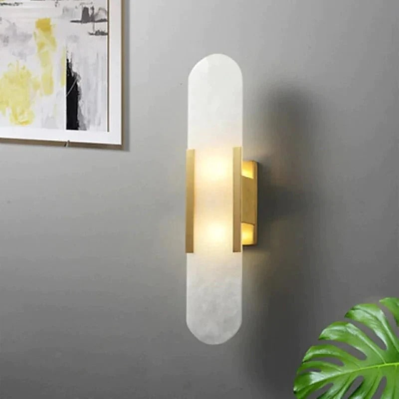 Modern Marble-Look Wall Lamp | Dimmable LED | 19.7" | Gold/Black | Brick by Brick