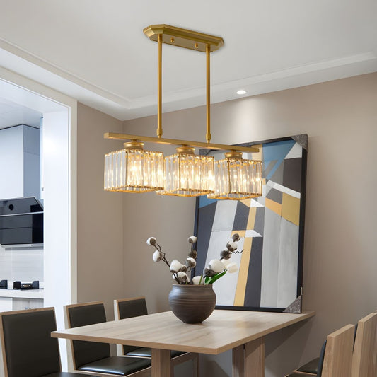 Multi-Head Glass Chandelier | Modern Dining Room Lighting | Adjustable Height | Brick by Brick