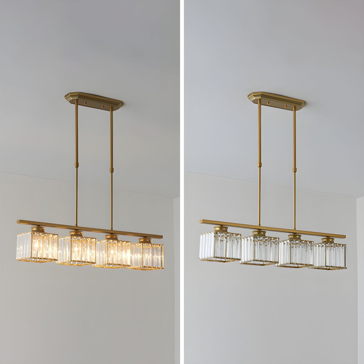 Multi-Head Glass Chandelier | Modern Dining Room Lighting | Adjustable Height | Brick by Brick