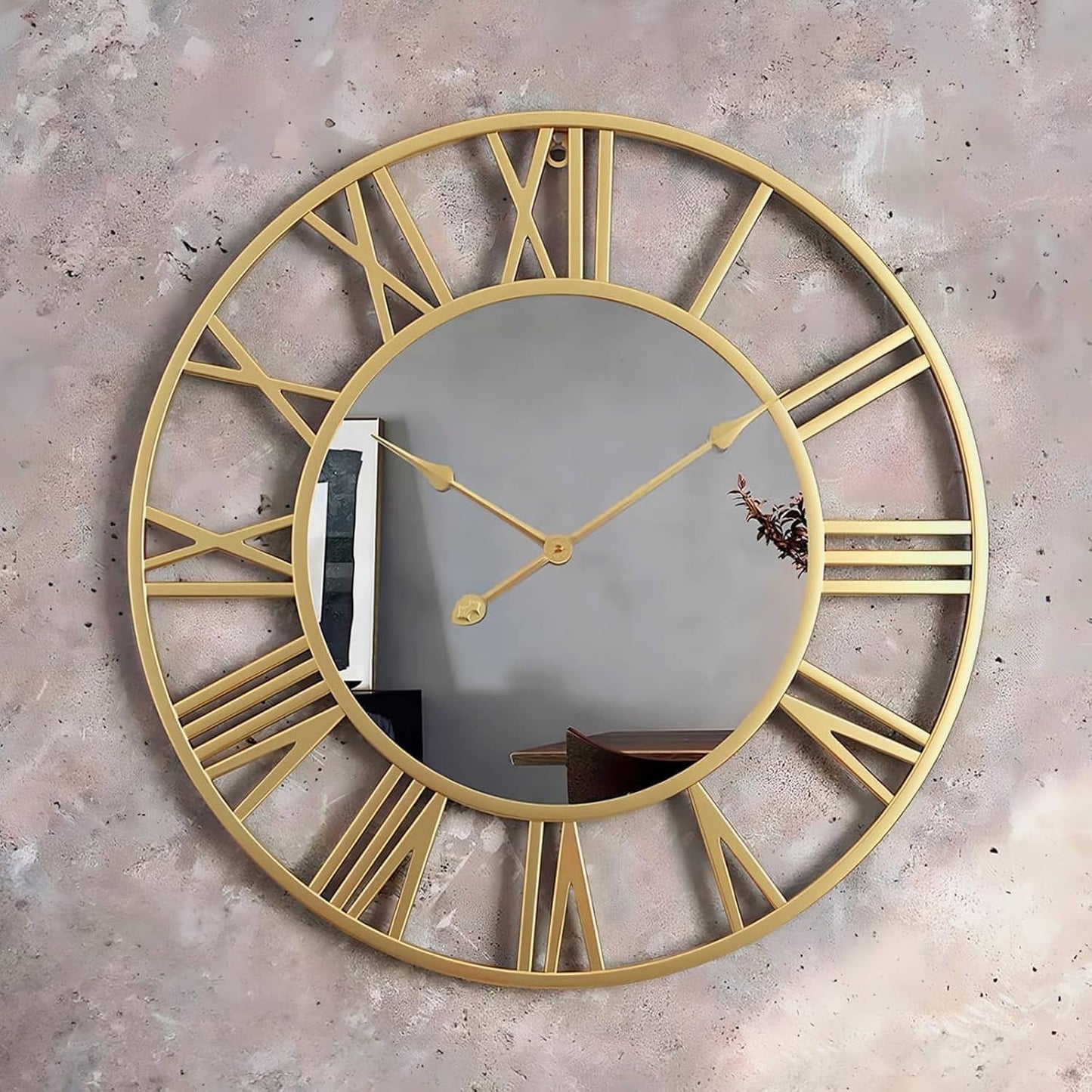 Large Mirror Wall Clock | Modern Silent Movement | Minimalistic Industrial Look | Brick by Brick