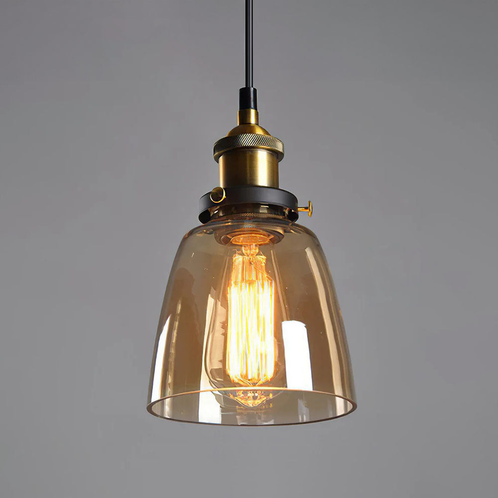 Scandinavian Glass Pendant Light | Clear, Grey & Amber | Elegant Home Accent | Brick by Brick