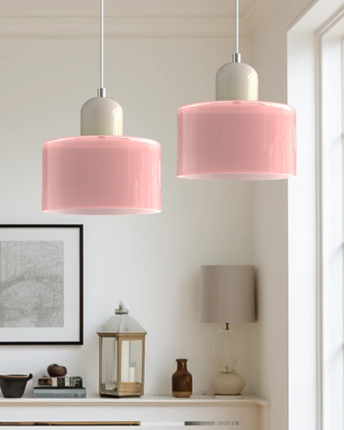 Formiva Pendant Light | Retro Modern Glass Shade | Ambient E26 Lighting | Hardwired Ceiling Fixture