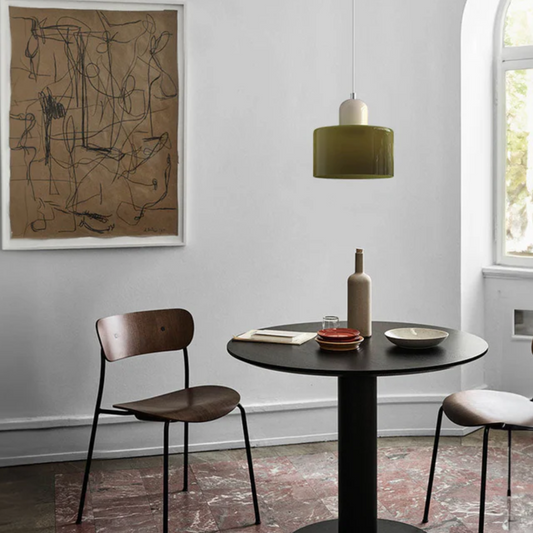 Formiva Pendant Light | Retro Modern Glass Shade | Ambient E26 Lighting | Hardwired Ceiling Fixture