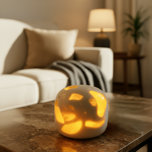 Marble Dome Lamp | 3.5 × 3.1 in | Solid Marble with Terrazzo Inlays | Warm Ambient Lighting | Brick by Brick