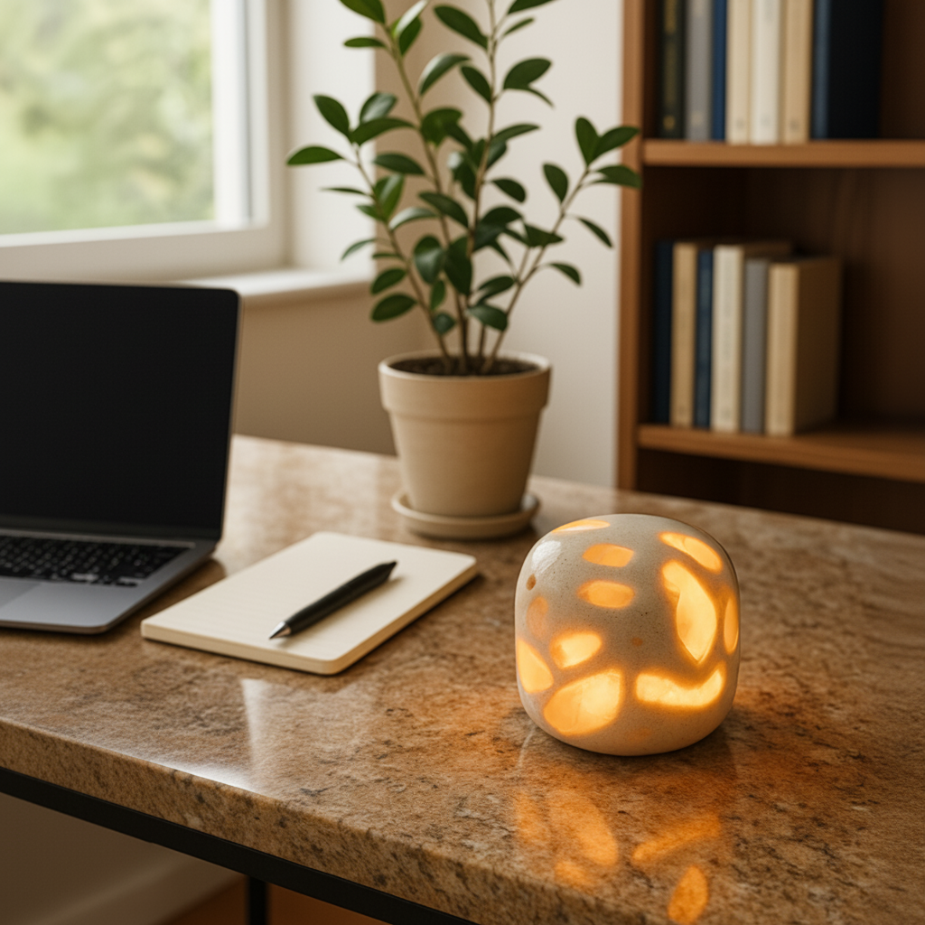Marble Dome Lamp | 3.5 × 3.1 in | Solid Marble with Terrazzo Inlays | Warm Ambient Lighting | Brick by Brick