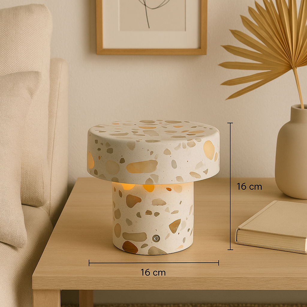 Marble Column Lamp | Solid Marble | Terrazzo Inlays | Warm Ambient Lighting | Brick by Brick