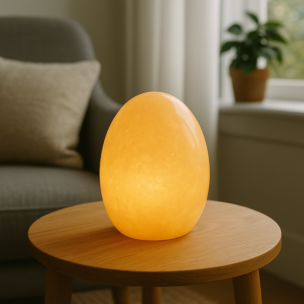 Marble Egg Table Lamp | 3.9 × 3.9 × 5.5 in | Sculptural Accent Lamp | Warm Ambient Lighting | Brick by Brick