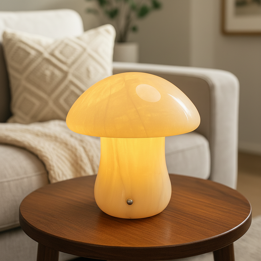 Eden Marble Mushroom Lamp | Solid Marble Sculptural Table Lamp | Warm Ambient Lighting | Brick by Brick
