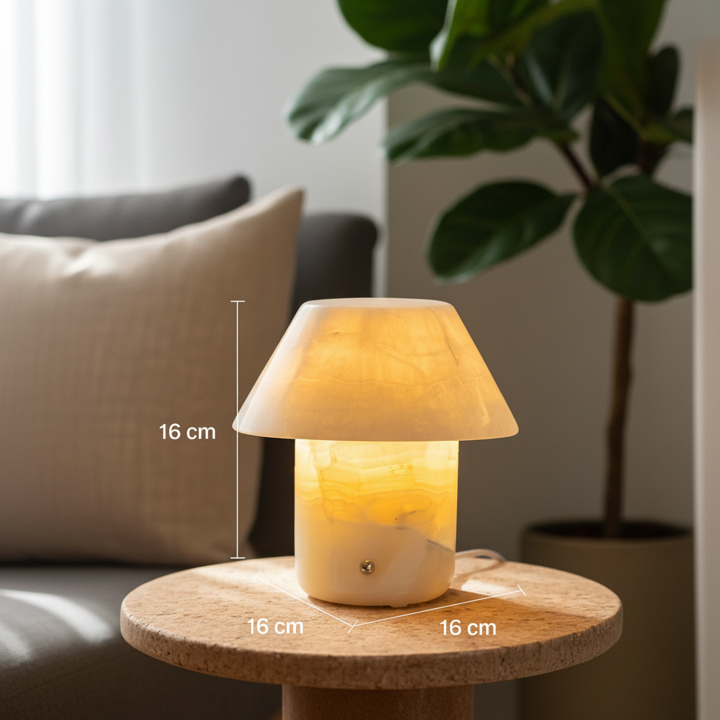 Sculptural Marble Accent Lamp | 6.3 in × 6.3 in | Translucent Stone Glow | Brick by Brick