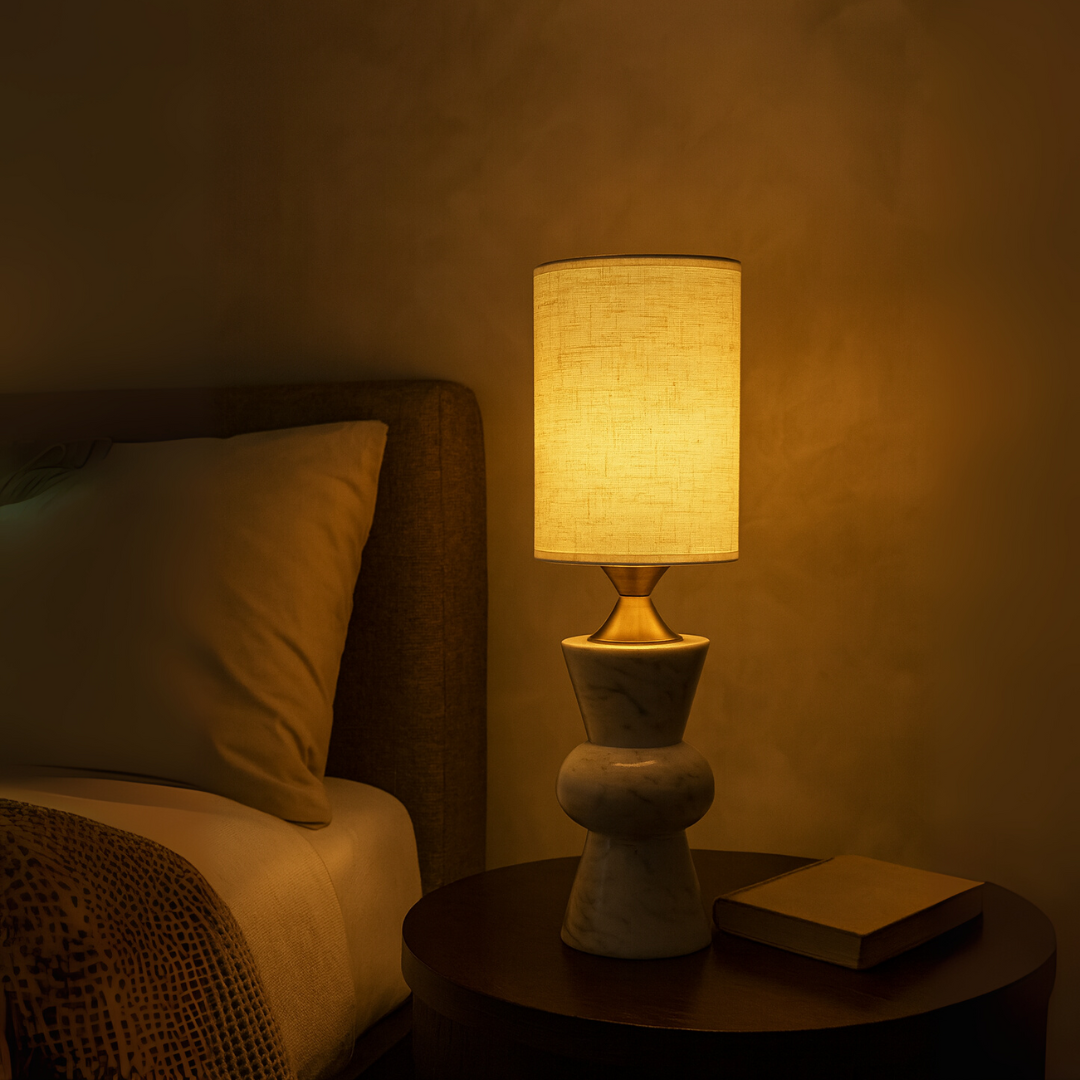 Elysian Marble Table Lamp | 5.9 × 15.4 in | Brass Accent | Timeless Glow | Brick by Brick