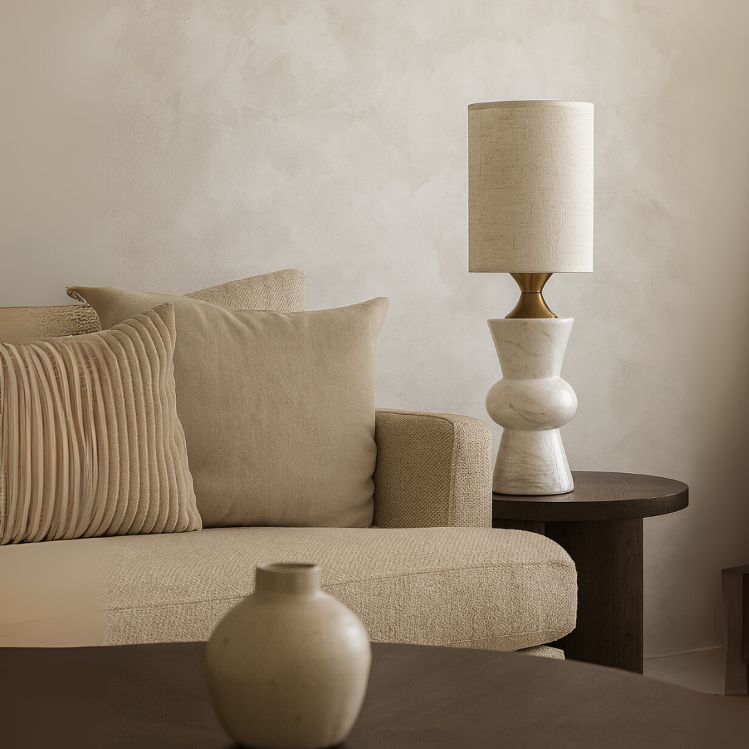 Elysian Marble Table Lamp | 5.9 × 15.4 in | Brass Accent | Timeless Glow | Brick by Brick