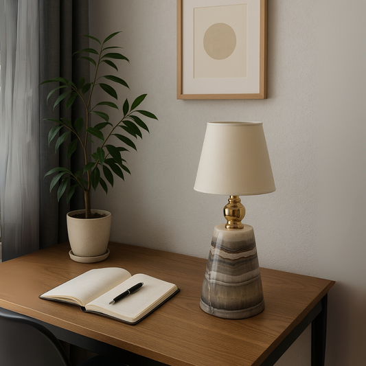 Marble Table Lamp | 5.9 × 16.9 in | Natural Veining | Ambient Glow | Brick by Brick