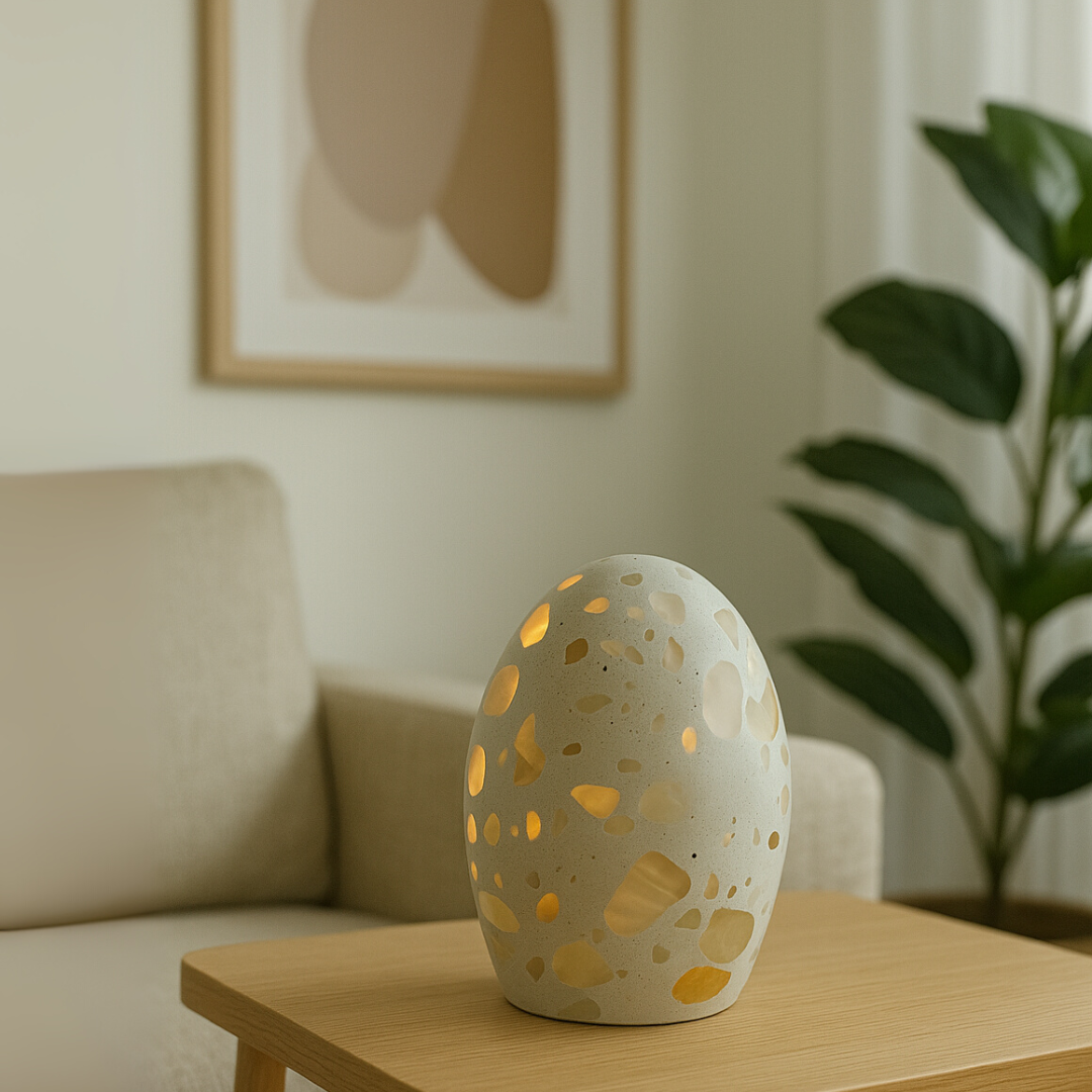 Marble Egg Table Lamp | 3.9 × 5.5 in | Sculptural | Natural Stone Accent Lighting | Brick by Brick
