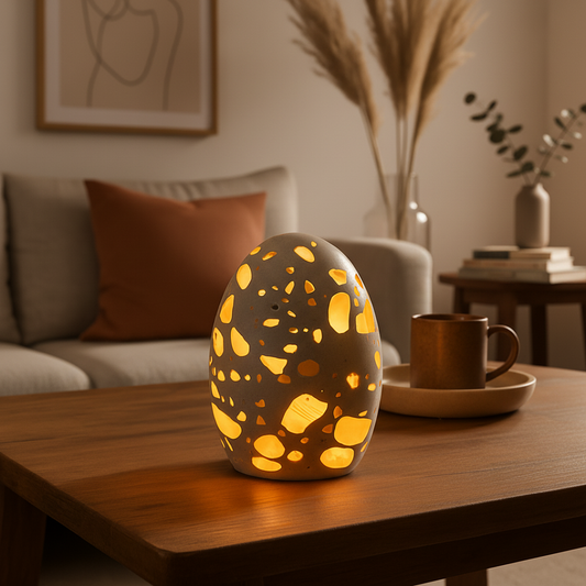 Marble Egg Table Lamp | 3.9 × 5.5 in | Sculptural | Natural Stone Accent Lighting | Brick by Brick