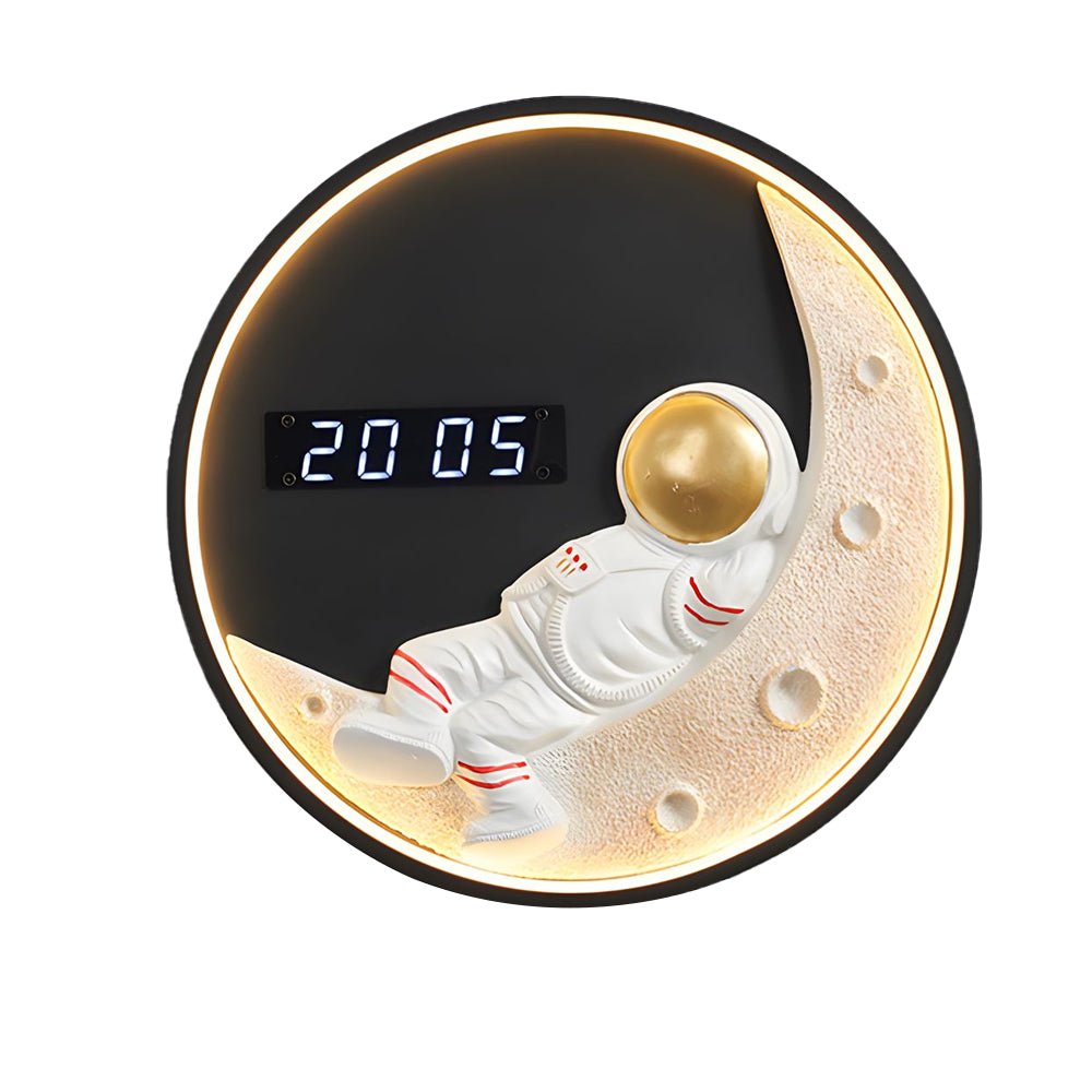 LED Light Wall Clock | Digital Time Display | 3 Color Modes | Astronaut Decor
