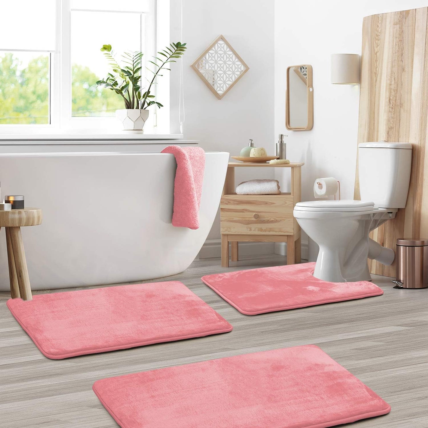 Luxury Bathroom Mat Set | 3-Piece Memory Foam | Anti-Slip, Absorbent, Washable | Includes Contour Mat